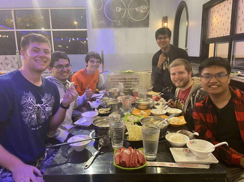 SSD members having dinner together during Spring 2020.